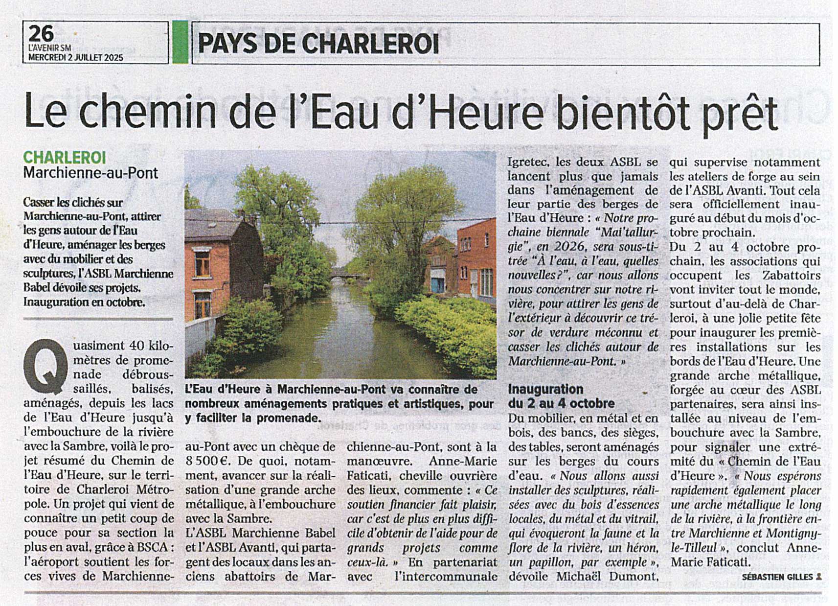 Allo, chemin de l’eau d’heure ?